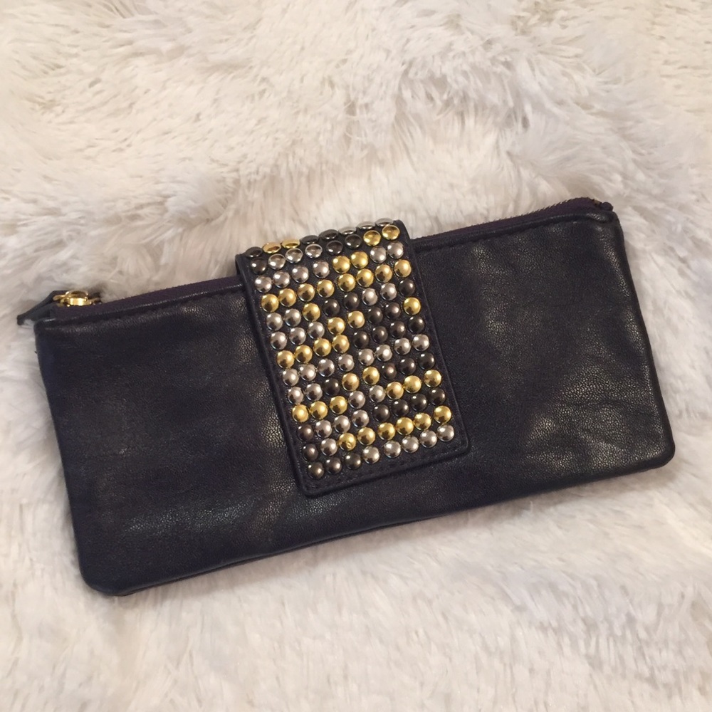Purple faux leather wallet